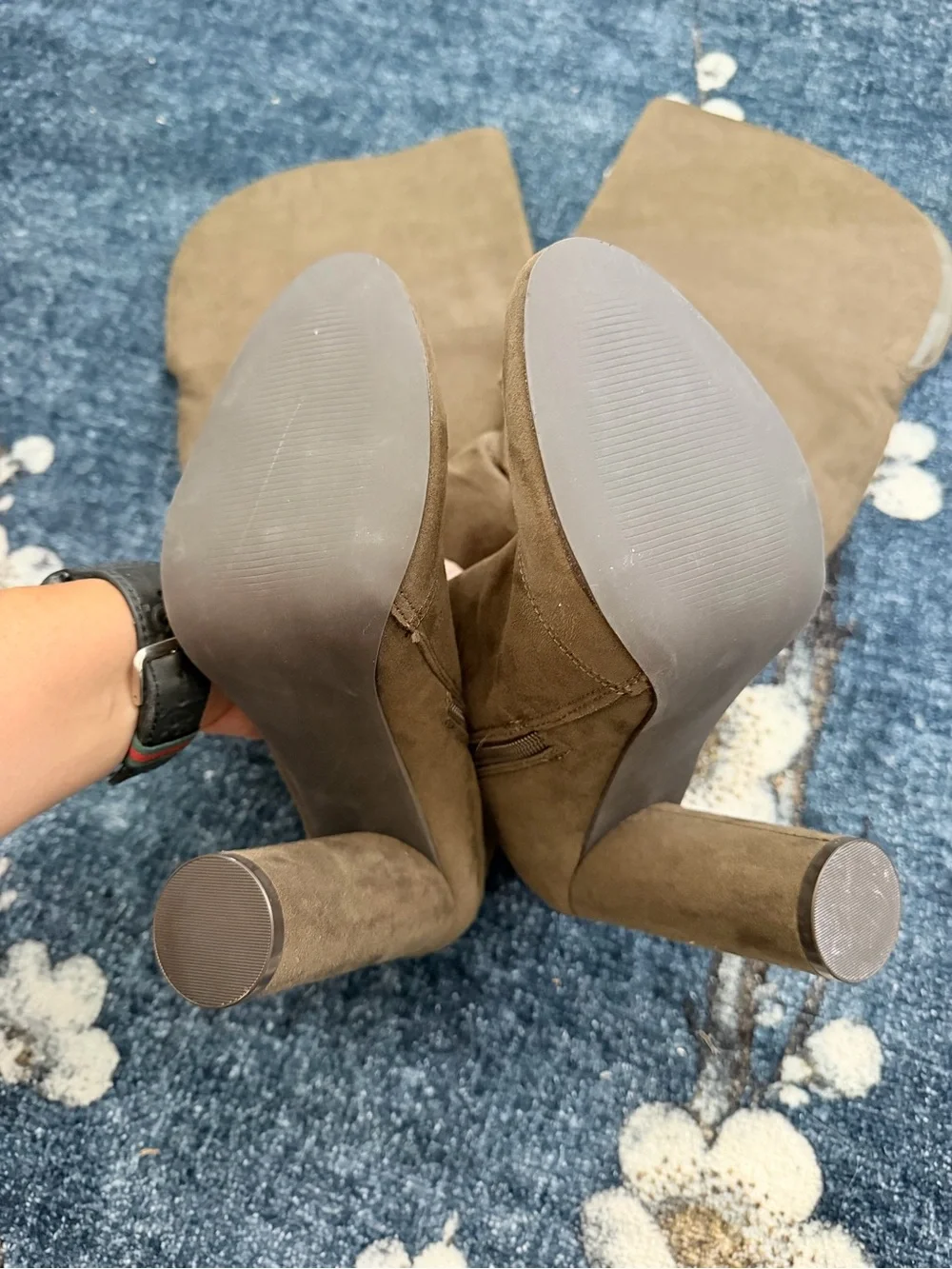 Over-the-Knee Suede Block Heel Boots - 7.5
